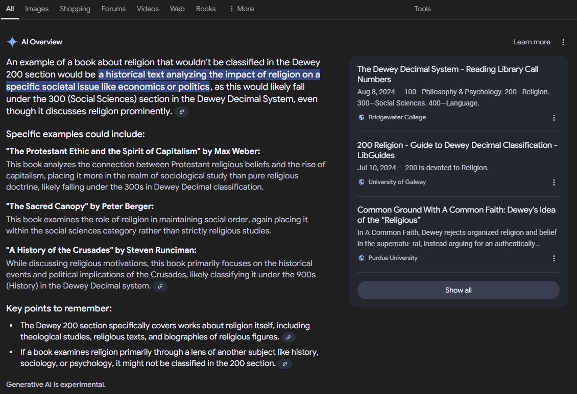 screenshot of Google AI overview for prompt 